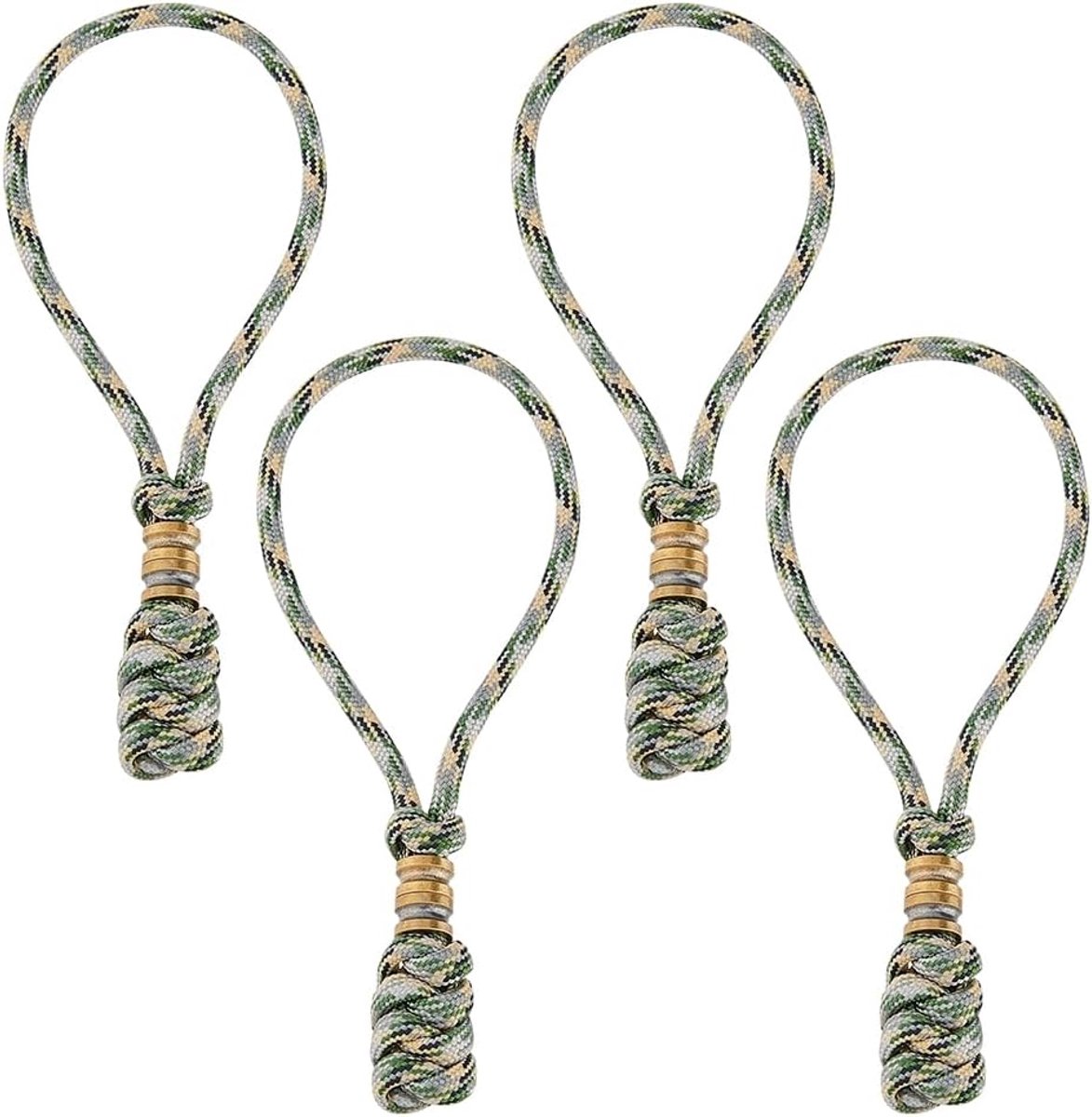 4 stuks paracordkoord voor messing, paracord koord voor messen en EDC gevlochten sleutelhangers voor zakmes, sleutels, waterfles, rugzak