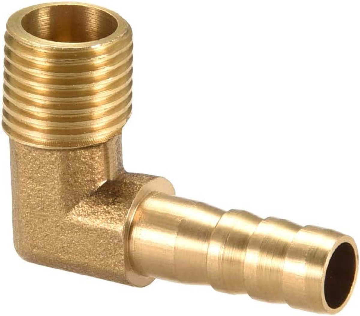 sourcing map Messing Barb slang 90 graden ellebogen 6 mm stekel x 1/8" G stekker fluit 1/4 G Male x 8mm Barb