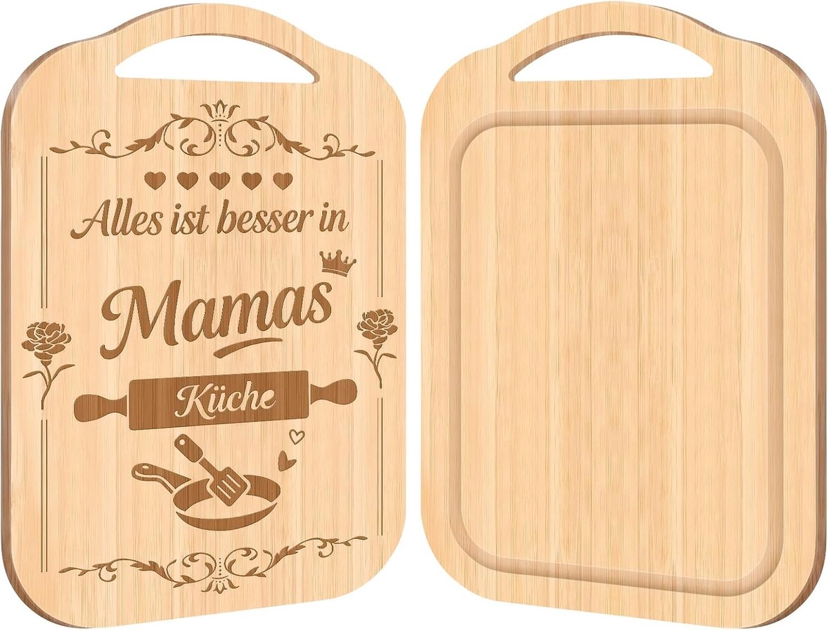 Cadeau voor mama, gegraveerde bamboe snijplank, keukenplank met sapgoot