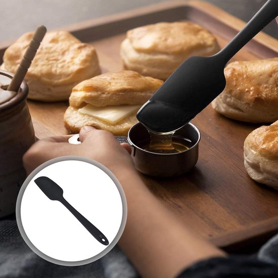 klein, 2 stuks 22,7 cm siliconen spatel, klein, restepels, 315 °C hittebestendige flexibele naadloze mini-spatel voor bakken, koken, ideaal voor kleine containers en moeilijk bereikbare van klein — afbeelding 3