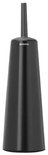 Brosse toilette Brabantia noire avec support conique, sur pied.