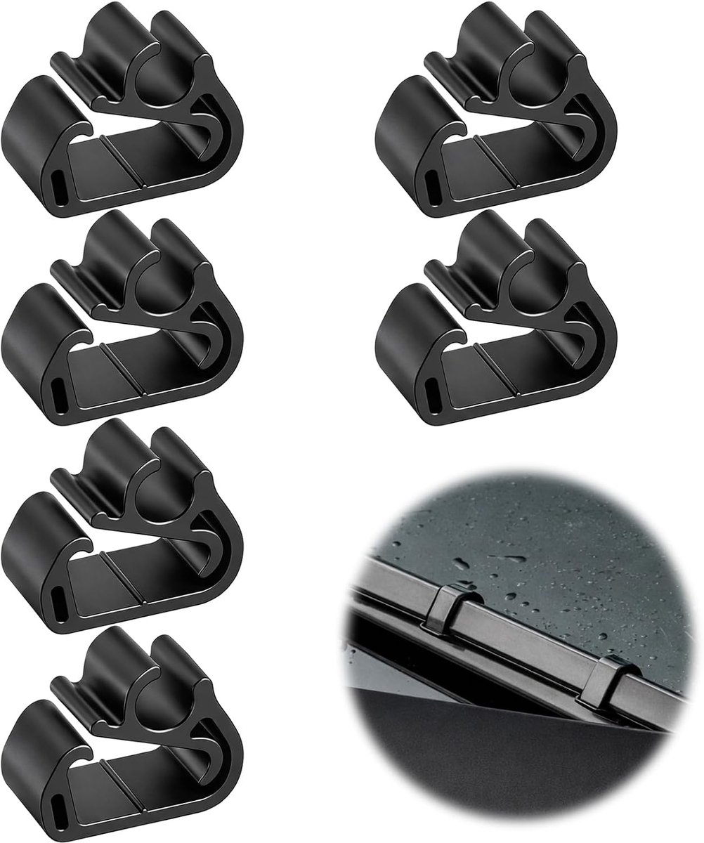 Clips voor ruitenwisserarmen, 6 stuks, zwart, bevestigingsklemmen voor ruitenwisserarmen en spuitmonden, eenvoudige montage en betrouwbare bevestiging voor auto's