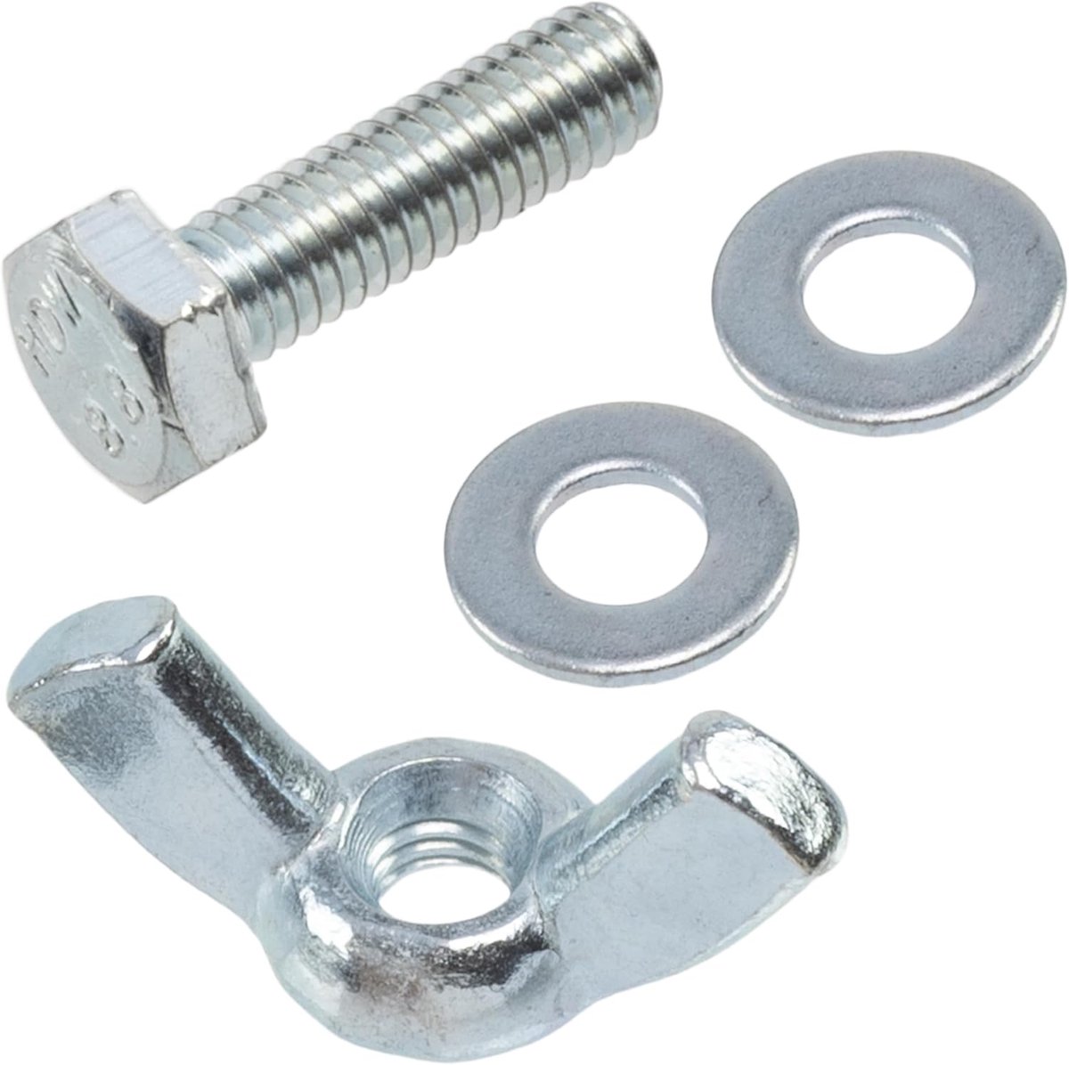 Vleugelmoeren M4 + 50 platte ringen + 25 zeskantbouten M4x14 mm | van staal