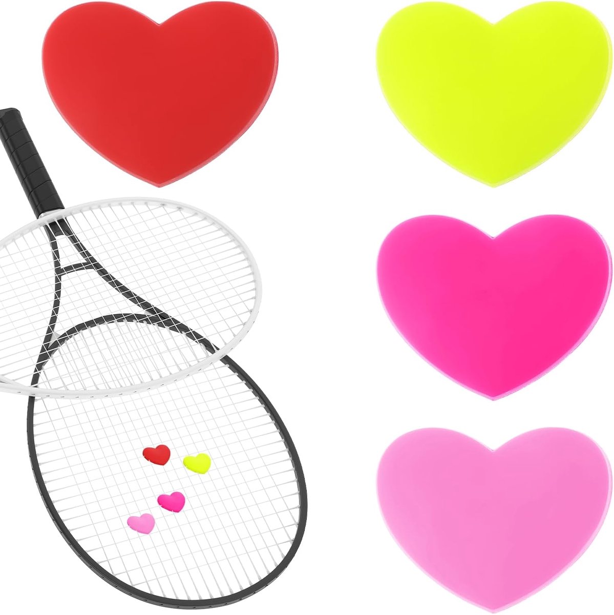 4Pcs Tennis Demper, Tennis Racket Dempener, Tennis Trillingen Dempener Tennis Accessoires, Hartvormige Siliconen Demper Schokdemper Leuke Tennis Levert Grote Tennis Gift