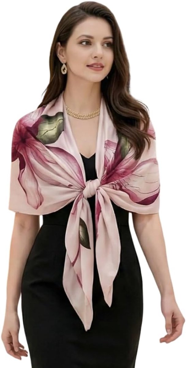 sjaal roze klassieke satijnen halsdoek zijde stola formele gelegenheden doek strandlaken omslagdoek licht 180x90 cadeau voor haar vrouw G30
