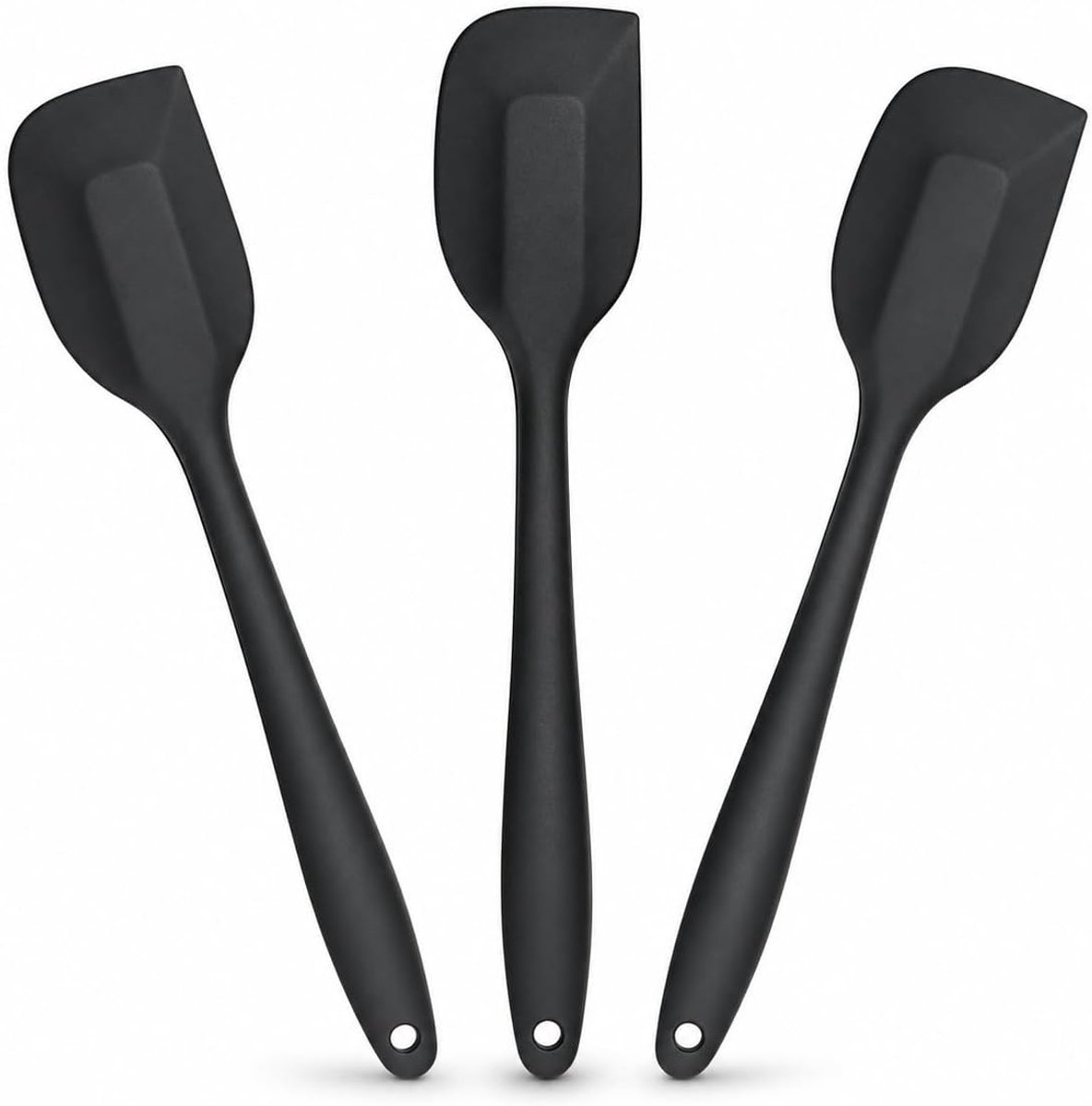 3 stuks siliconen schrapers keuken, deegschraper, siliconen spatel, hittebestendig, flexibele anti-aanbakspatel, lepel, U-knop, bakschraper voor kom en pan, ideaal voor bakken, koken en roeren