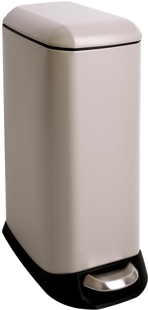 TS12 roestvrij stalen prullenbak pedaalemmer afvalemmer 12l incl. binnenemmer kunststof pedaal softclose-deksel rechthoekig keukenhulp taupe