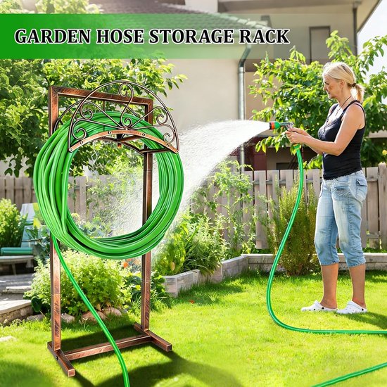 tuinslanghouder hanger, zware metalen waterslanghouder opbergrek, afneembaar waterslangopbergrek voor buiten, terras, gazon en tuin — afbeelding 3