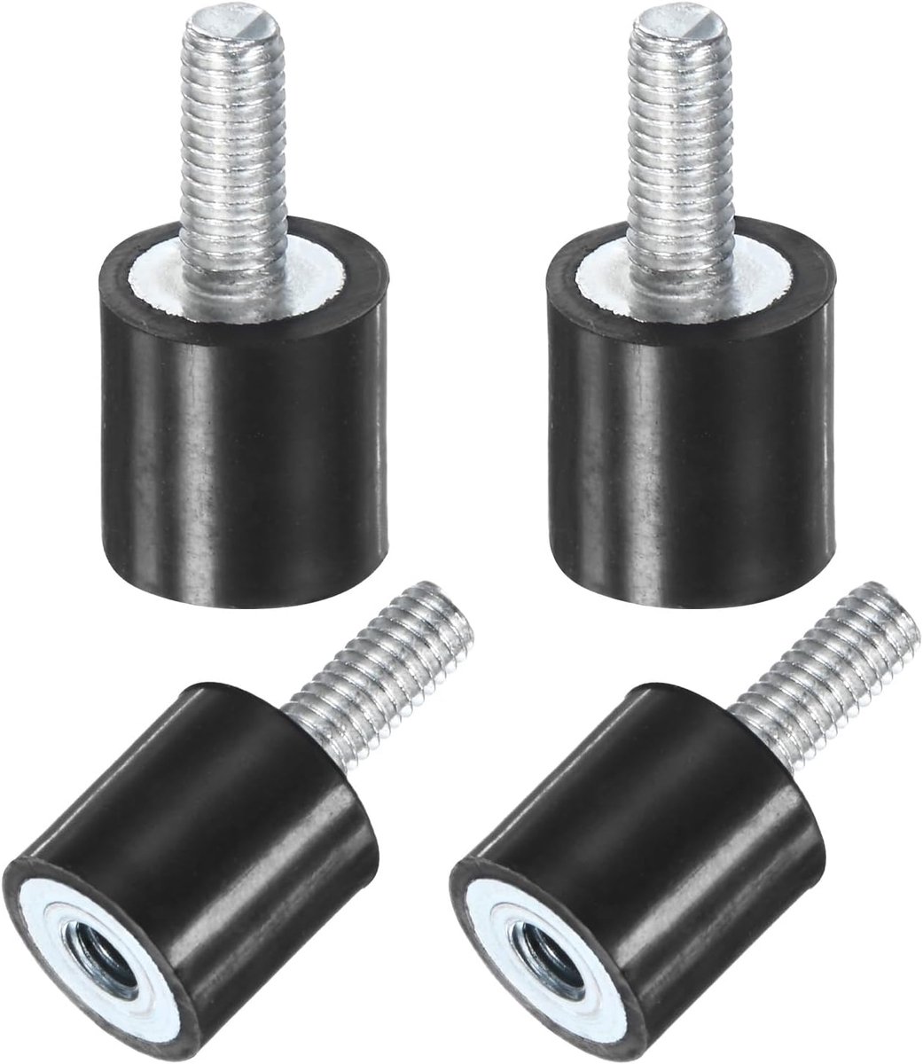 METERXITY 4 stuks rubberen houders D8 mm x H8 mm mannelijk/vrouwelijk cilindrische trilisolatoren Schokdempers met schroeven M3 x 8 mm voor luchtcompressor/auto/pomp/boot