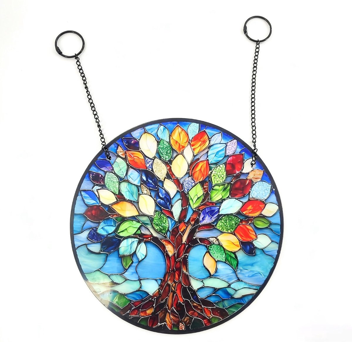 zonnevanger, raamdecoratie hangend, 24,9 cm met ijzeren ketting, gekleurd glas, raamdecoratie het hele jaar, voor woonkamer, slaapkamer, kantoor