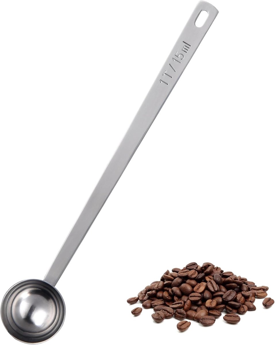 18/8 Roestvrijstalen Lange Handgreep Koffieschep (M, 15 ml) | 17.4 cm Extra Lange Steel voor Gemalen Koffie, Bonen, Poeder, Espresso, voor Hoge Jerrycan Pot Blikjes