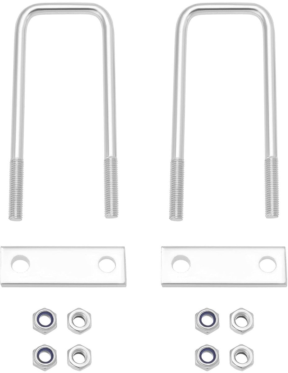 idea 2 Sets U Bolt Kits Gegalvaniseerd Ijzer Vierkante U Bouten Met M10 Moeren Frame Plaat Voor Auto Trailers Pijp Sanitair Industriële Toepassingen