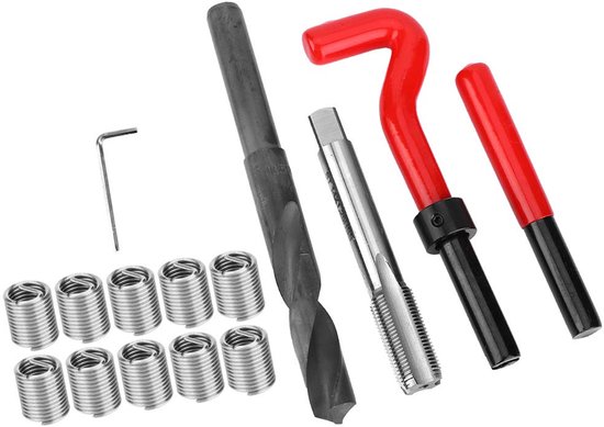 15-delige schroefdraadreparatieset, gedraaide boorsleutel van roestvrij staal, schroefdraadinzet voor auto's, M14 x 1,25, hoge, slijtvaste, duurzame schroefdraadreparatieoplossing voor auto's — afbeelding 3