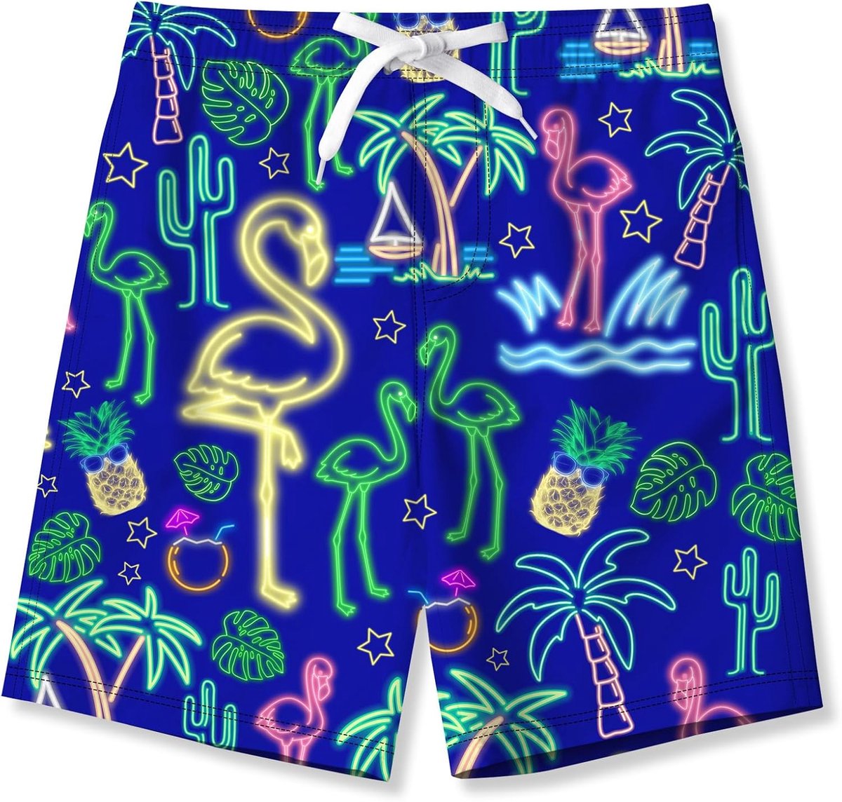 Zwemshorts voor kinderen, jongens, 3D-print, grafisch, sneldrogend, grappige nieuwigheid, boardshorts voor de zomer met binnennet, koord en zakken, 7-14 jaar