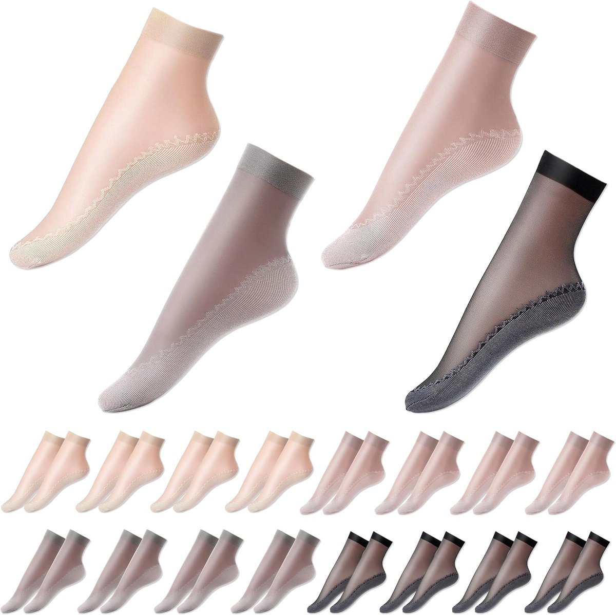 Sokken, Vrouwen Nylon Pop Sokken Enkelhoog, Zomersokken Katoen Zool Nylone Sokken Transparante Enkelsokken voor vrouwen