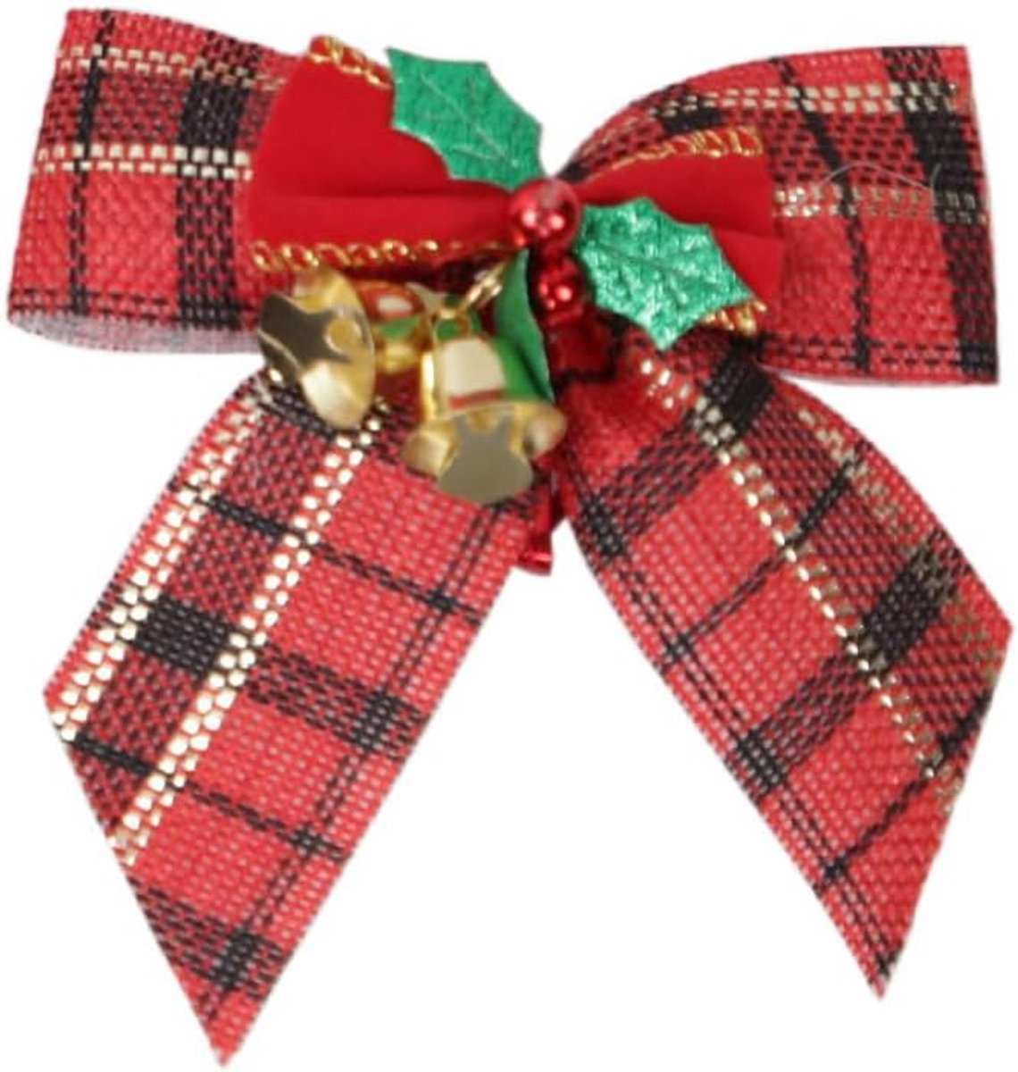 Strikken kerststrik met belletjes, kerstboog, strikdecoraties, kerstboomversiering, kerstboomversiering voor knutselcadeau, kerstkrans, zwart-rood, D