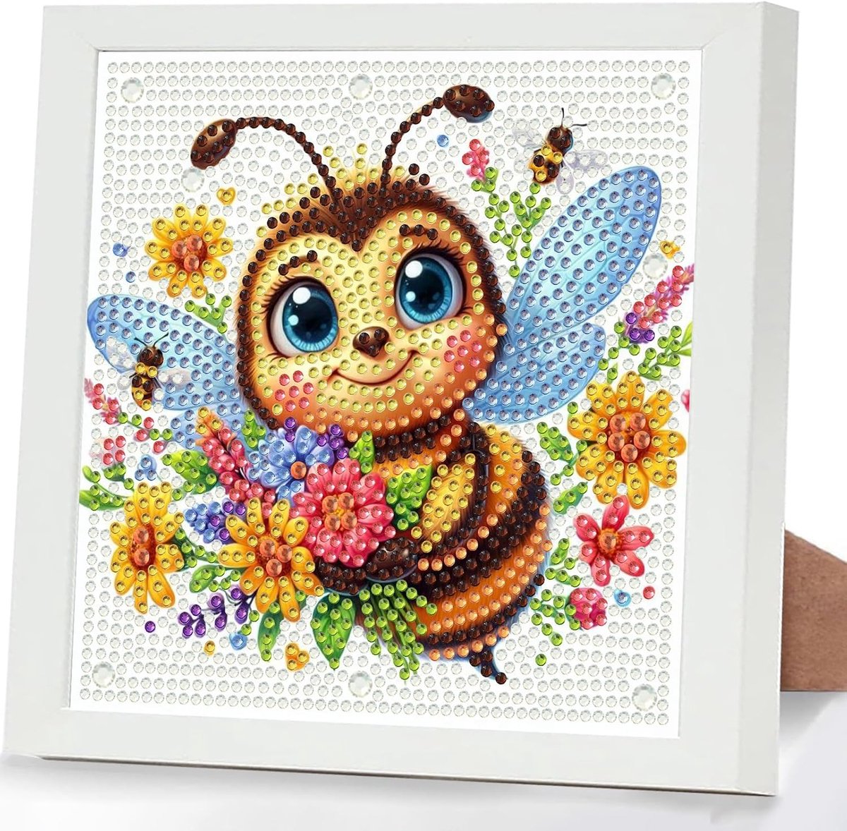 Bijen Diamond Painting kinderen met lijst, 5D dieren diamond painting afbeeldingen volwassenen, diamant schilderij set cadeau voor kinderen en meisjes vanaf 6 8 10 jaar, diamond art home decor