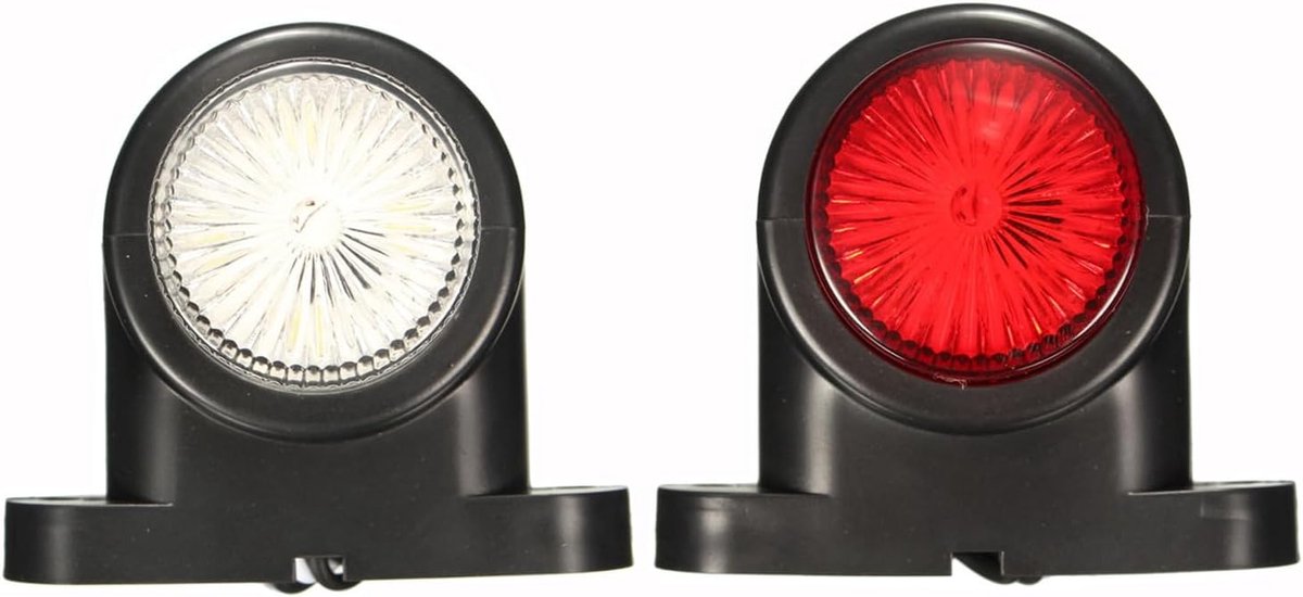 2 x zijmarkeringslichten 12/24 V aanhanger-zijlamp E8 dubbelzijdig wit rood licht voor vrachtwagen, camper, caravan