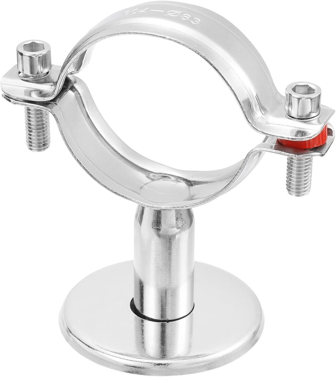 Buishouder, roestvrijstalen buishouder, verstelbare buisklem met schroef voor buizen met een diameter van 63 mm