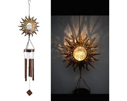 lifemet Windgong zonne-verlichting - aangedreven LED zon nachtverlichting outdoor tuin waterdichte metalen windbell gong licht lamp voor patio dek gazons tuin patio