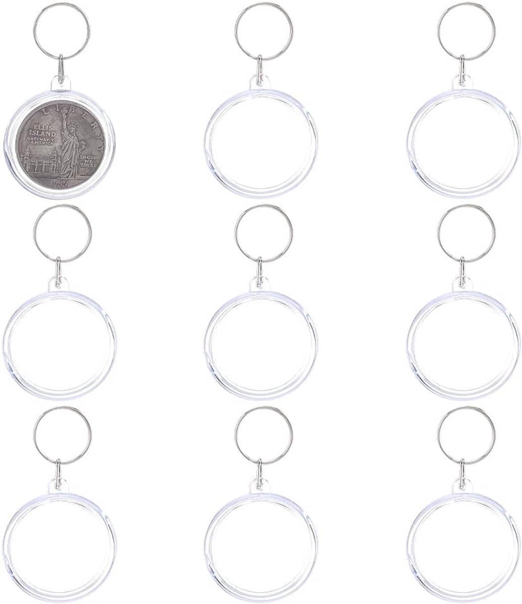 9 stuks fotolijst sleutelhangers doorzichtig rond acryl fotolijst sleutelhanger foto insert sleutelhanger blanco foto's invoegen sleutelhanger maak je eigen sleutelhangers kit voor