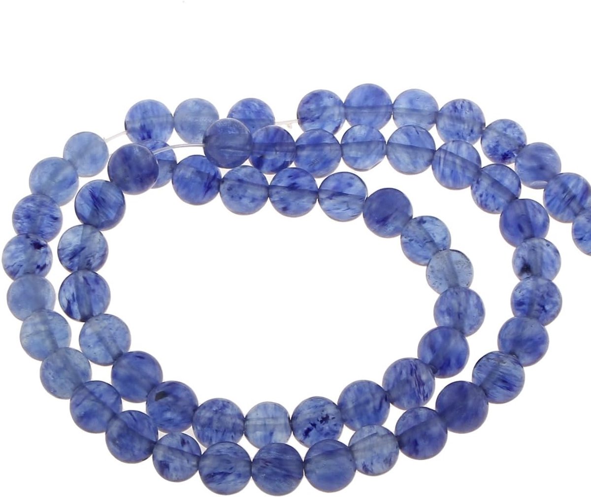 Kralen, 8 mm, halfedelstenen, sierstenen, rond, 30 stuks, edelstenen, kralen met gat om te rijgen (blauw, kwarts, watermeloen)