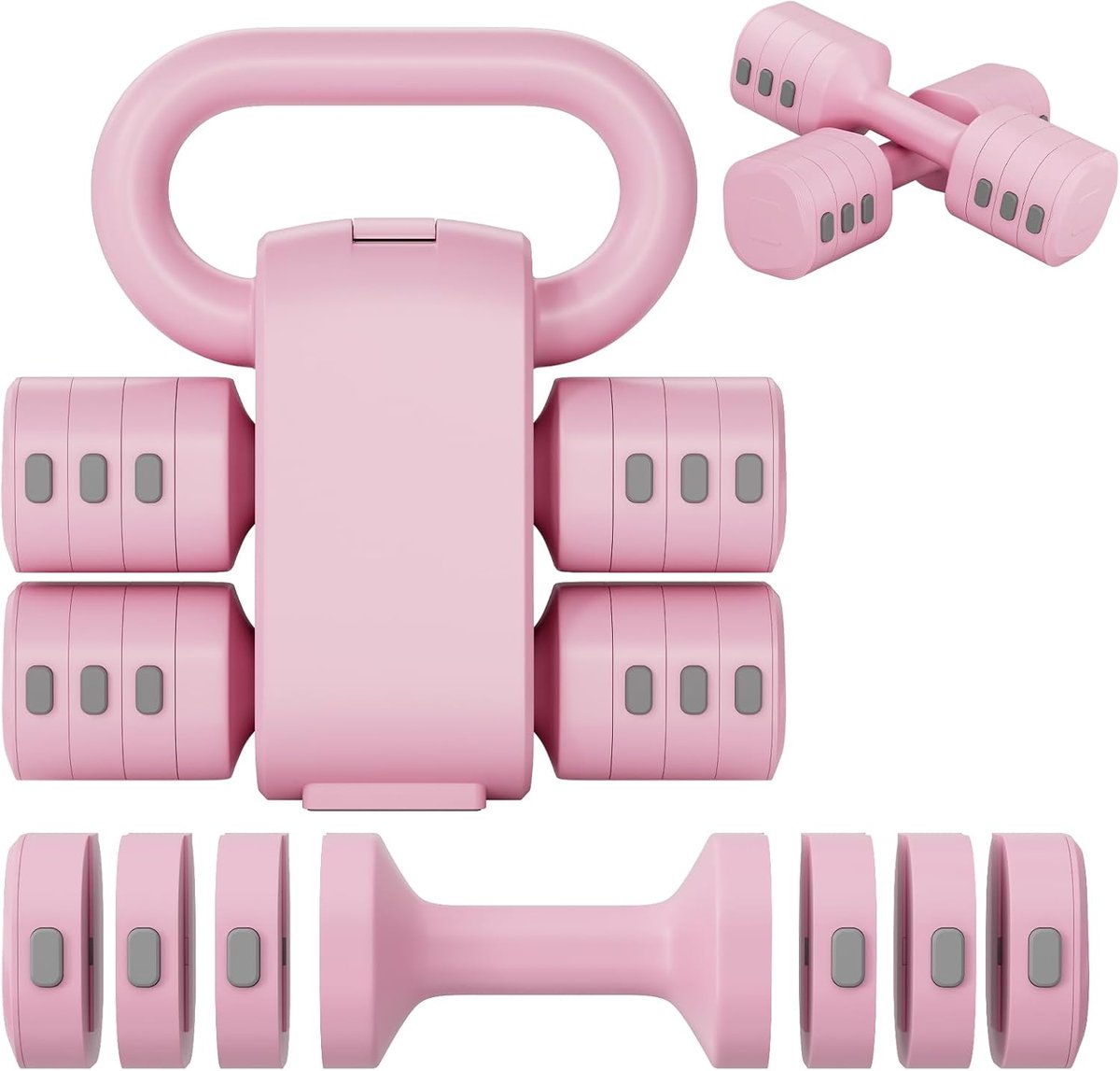 halters, kettlebell, 2-in-1, halters, krachttraining, dames, krachttraining, 1-5,5 kg, voor krachttraining, thuis, gym, cadeau (roze)