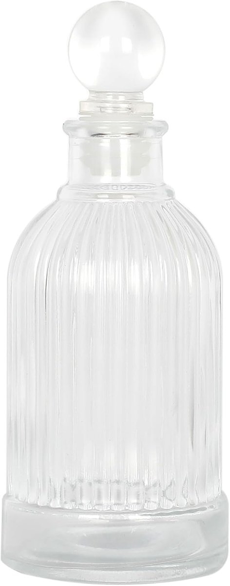 Season Decoratieve glazen fles - 210 ml verticale strepen ronde fles (1 set met glazen stop)