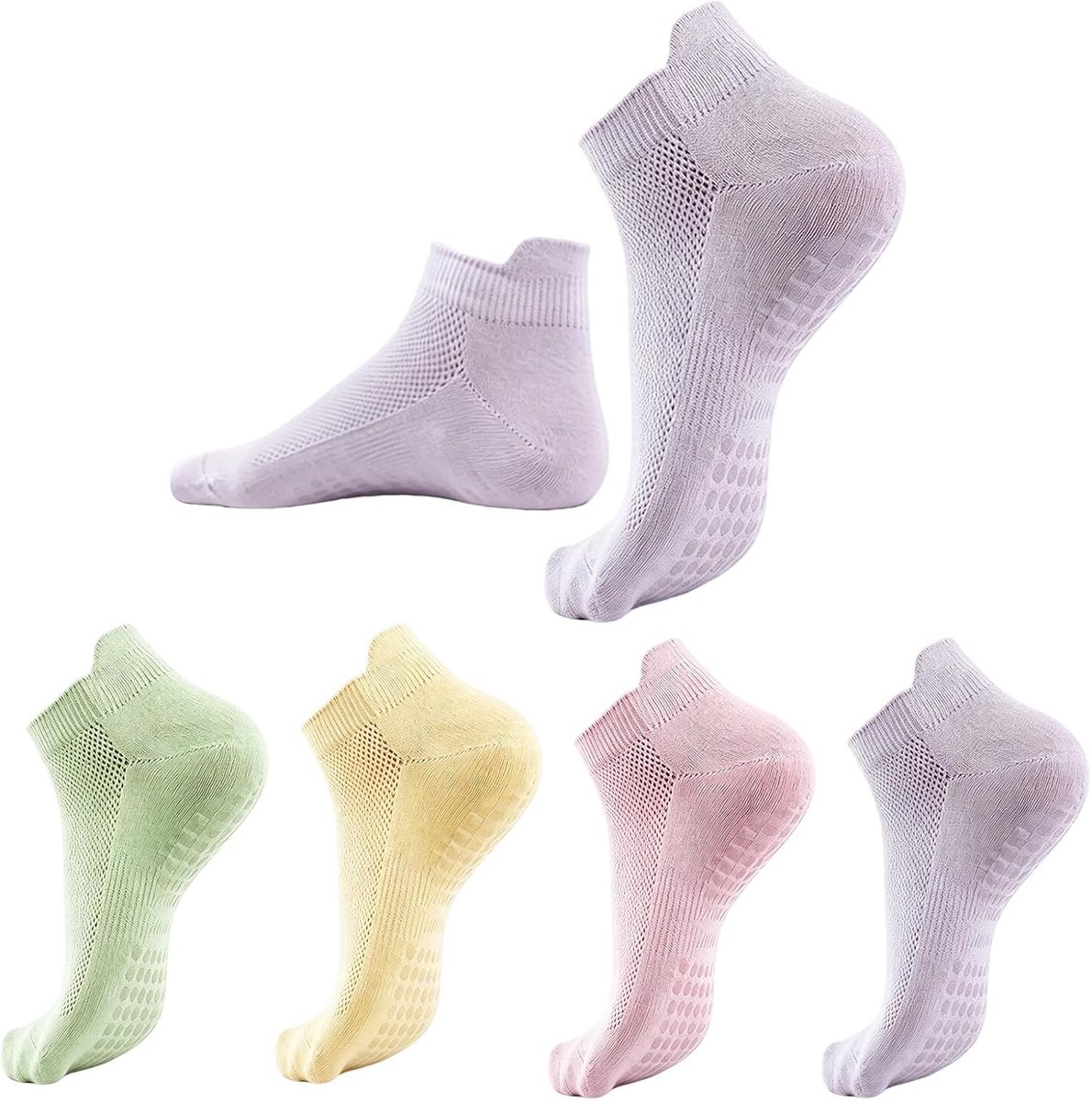 Sokken van ademend katoen voor dames, sokken met antislip noppen