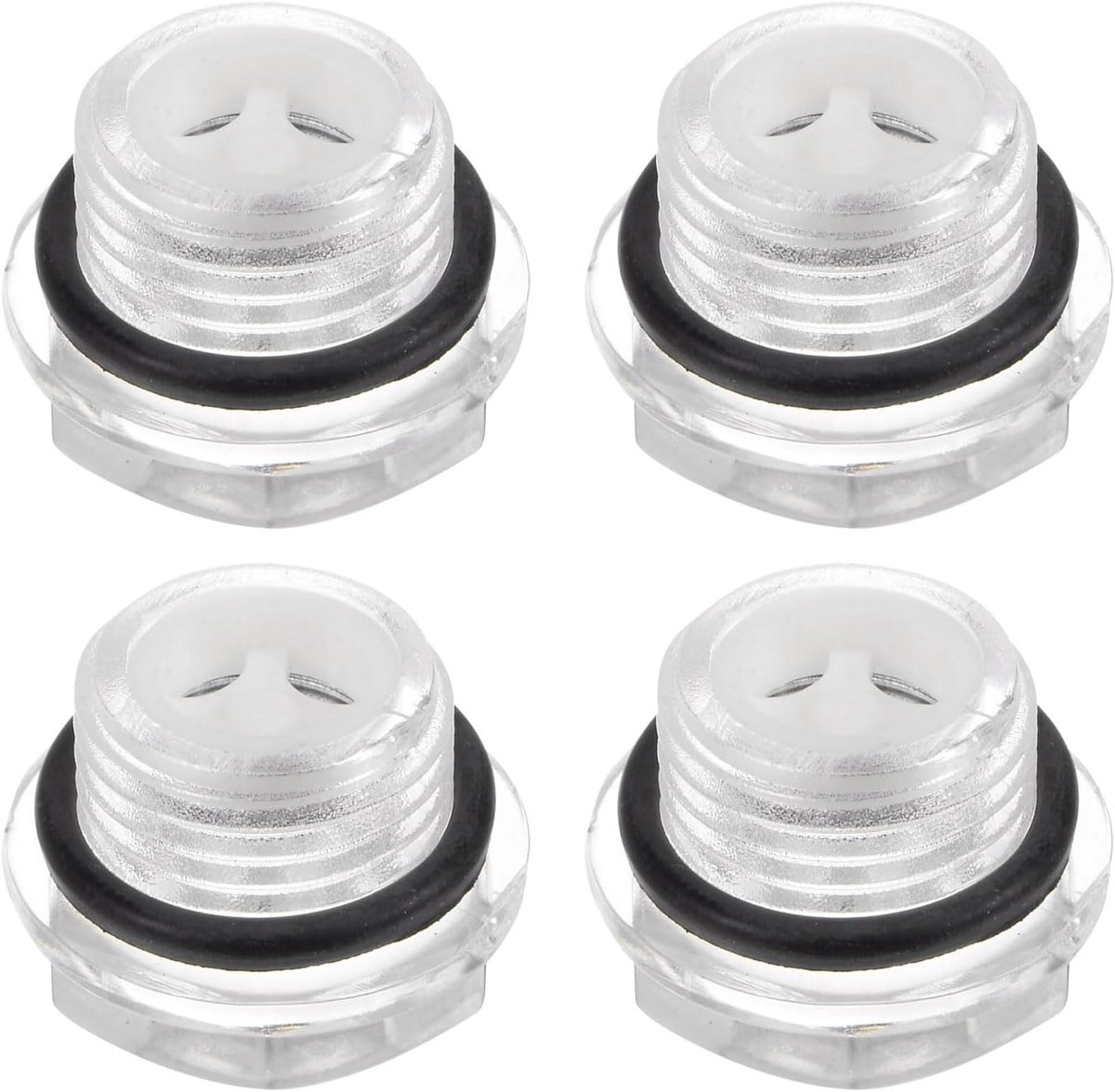 4 stuks glazen oliecontrolelampjes, luchtcompressor, M16 x 1,5 mm, vloeistofniveau-indicator, mannelijk, olie-indicator, zeskantige kop, kunststof, O-ring voor armaturen, compressorlucht