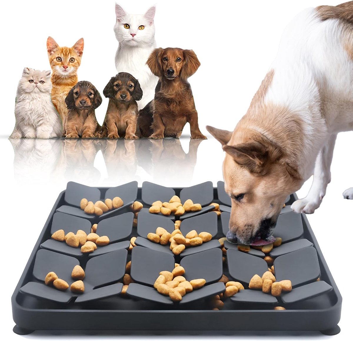 Geurneutrale en interactieve mat voor kleine en grote huisdieren, van siliconen, speelgoed ter stimulatie van geur en intelligentie, voederdispenser voor honden, zwart