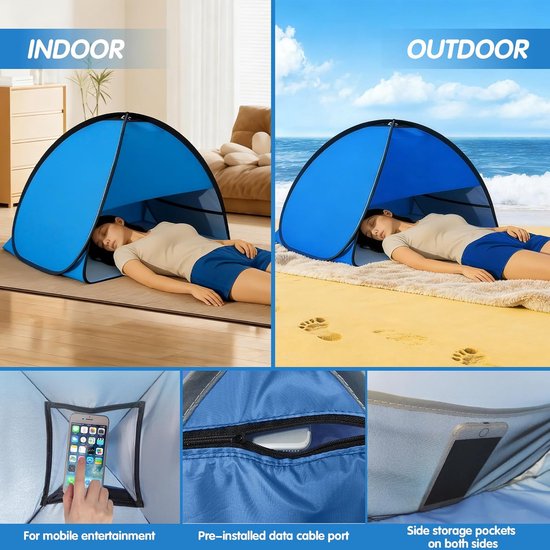 Strandtent Mini - Pop Up Tent Zonnetent - Bescherming tegen zon - Automatisch opvouwbaar — afbeelding 2