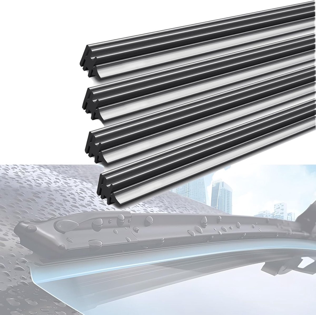 Ruitenwisserbladen, vervangende ruitenwisserbladen voor 700 mm en 800 mm, universeel, op maat te snijden, reserverubber