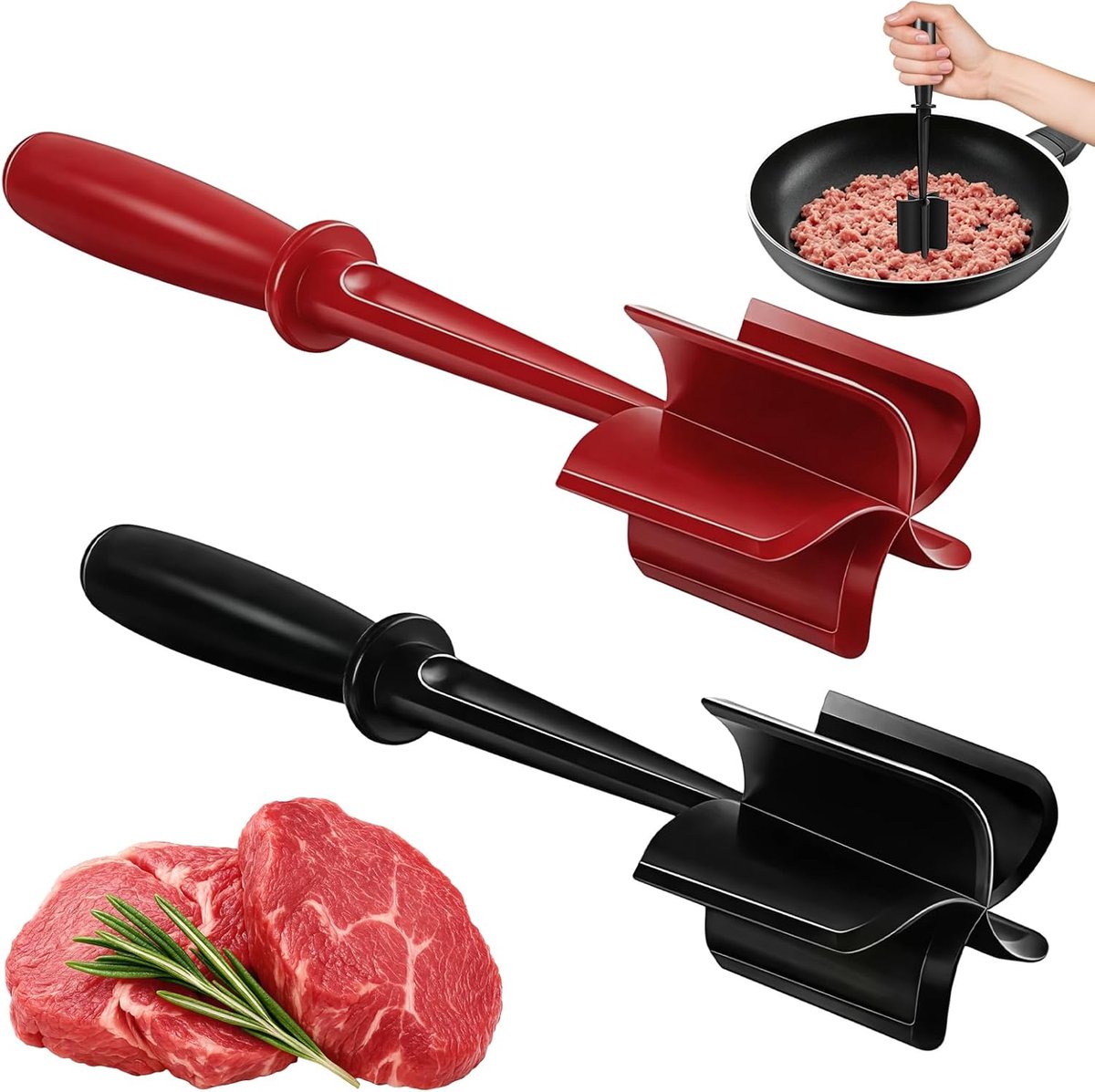 2 Stuks Hittebestendige Vleeshakmolen,28cm × 5.5cm,Gehakt Hakmolen, | Multifunctioneel,Hittebestendig,Vleeshakker voor Hamburger Vlees,Rundvlees,Kalkoen en Meer,Gemakkelijk te Reinigen