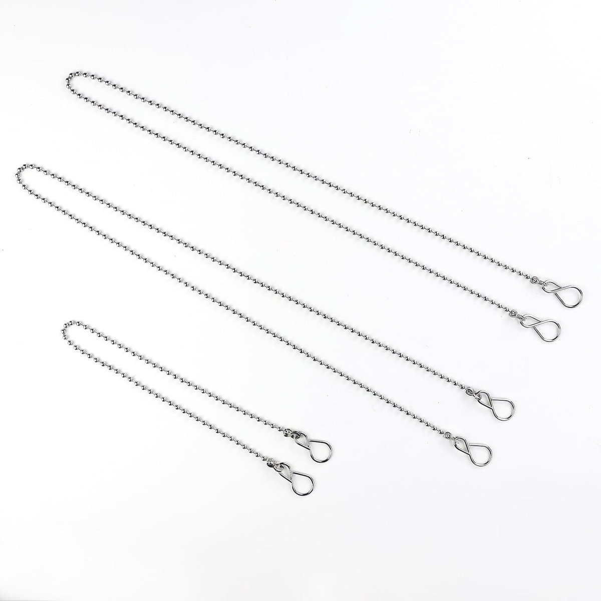 badstopketting, kogeltype stekker, roestvrij stalen stekkerketting, met S-haak voor wastafel, badkameraccessoires, badkuip, zink-stop, kogelketting, vervanging, 3 stuks