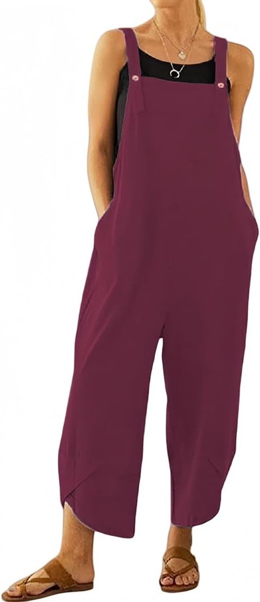 Tuinbroek voor dames, casual overall voor dames, verstelbare losse bib pants, overall, baggy, jumpsuit, romper, zomerbroek met bandjes