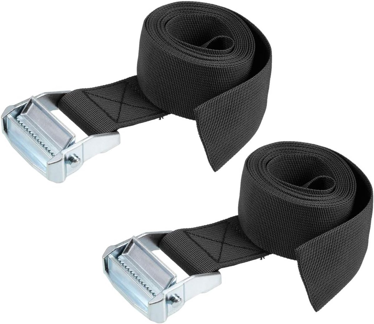 sourcing map 0,8 meter x 5 cm spanband Cargo binden met Cam gesp 500 kg werkbelasting Oranje 2.5M x 5cm, 2 Pcs zwart