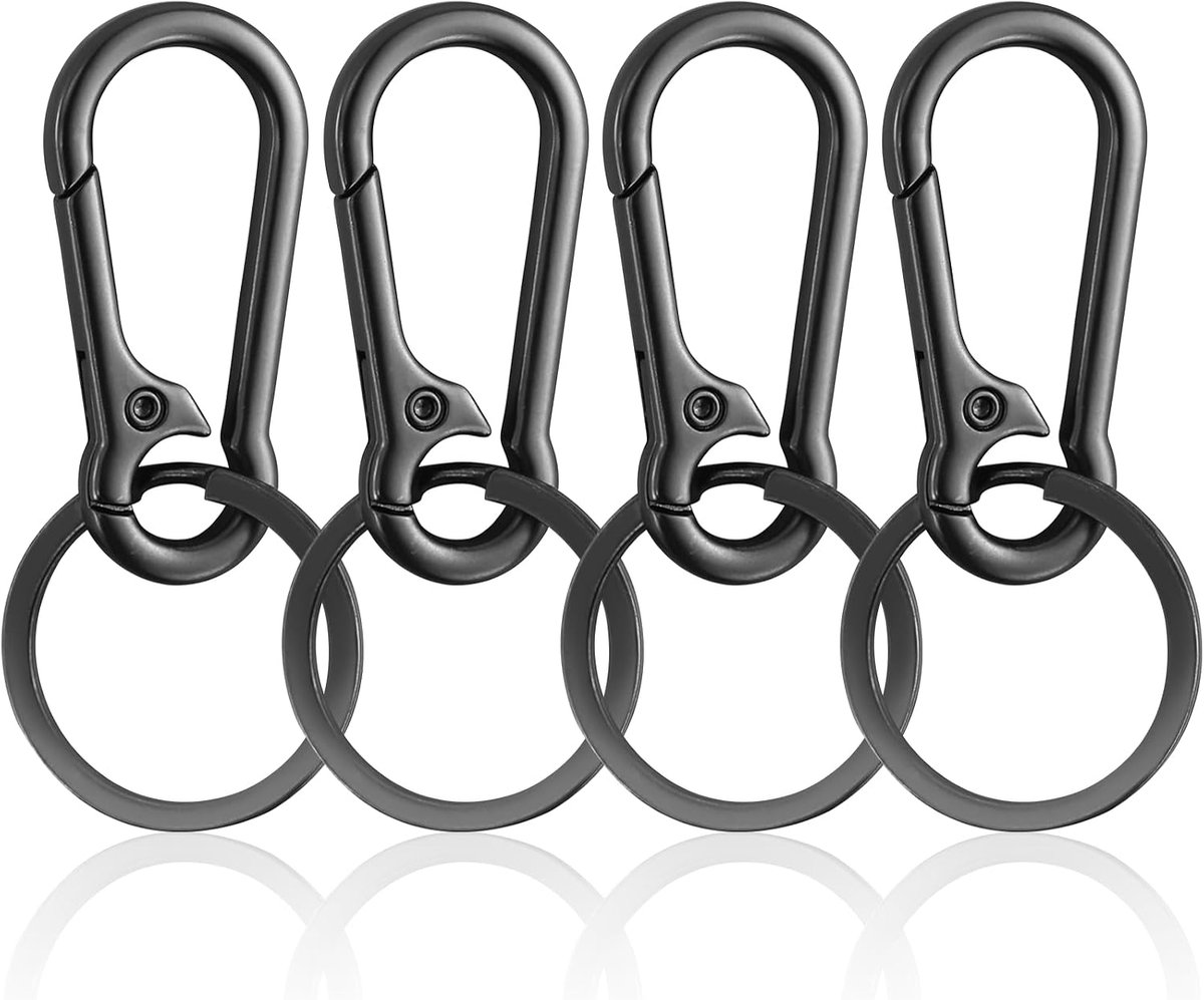 4 stuks karabijn-sleutelringen, kleine haak-sleutelring-karabijnhaak, metalen karabijnhaken, voor autosleutels, rugzakken, kamperen, reizen (grijs)