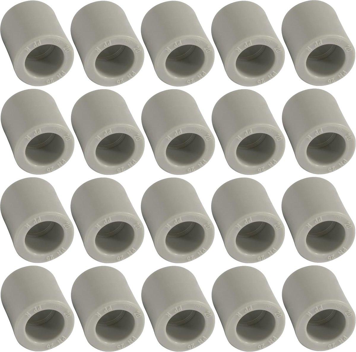 - C66842 - Set van 20 gelijke van PPR/Polypropyleen / Ø 20 mm PN25 voor het lassen - sanitaire verwarming installatie drinkwatervoorziening druk slangaansluiting