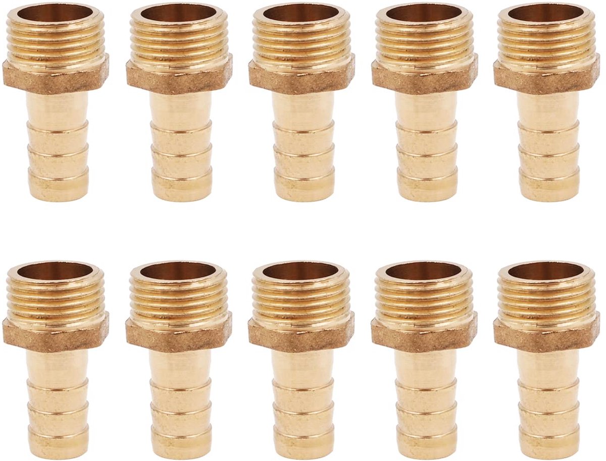 10Pcs Slang Pijp Tap Connector - Messing Nozzle Adapter Voor Vijver Pool - Mannelijke Montage Pijp Adapters 3/8 10mm