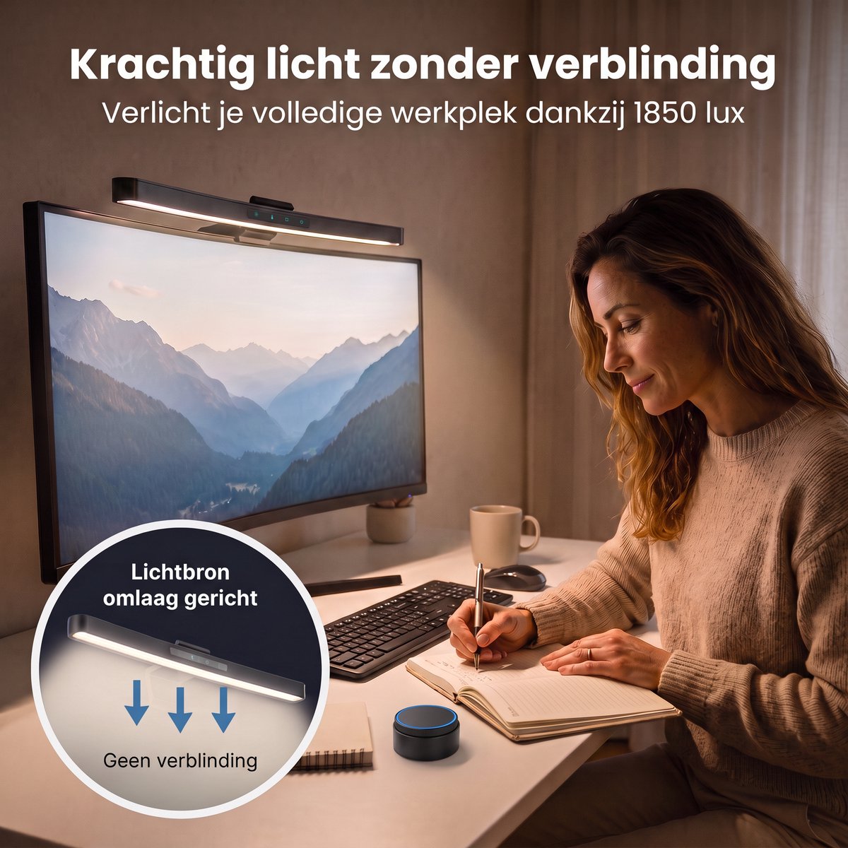 Sencision Curved Monitor lamp met Auto-Dimming - 3000K-6500K thumbnail 6