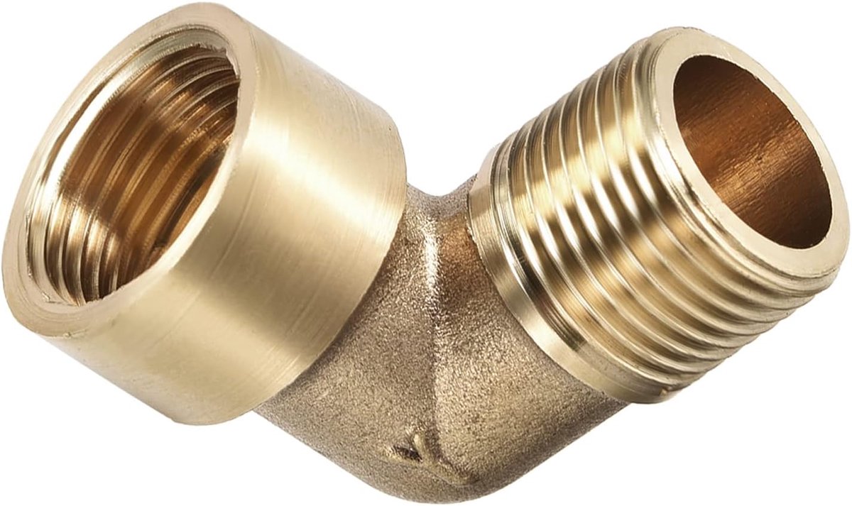 3/8 BSP x 3/8 BSP (mannelijk x bus) 90° hoek buisleiding fitting - goed voor waterpijpleidingssysteem - messing buisbeslag - goudkleurig