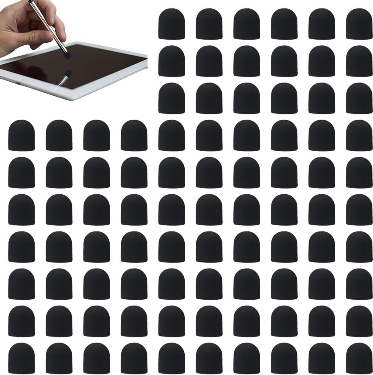 120 stuks siliconen penpunt van vezelweefsel (3,6 mm gat) voor touchscreen-pennen, hoge gevoeligheid, beschermende reservepunt, zwart