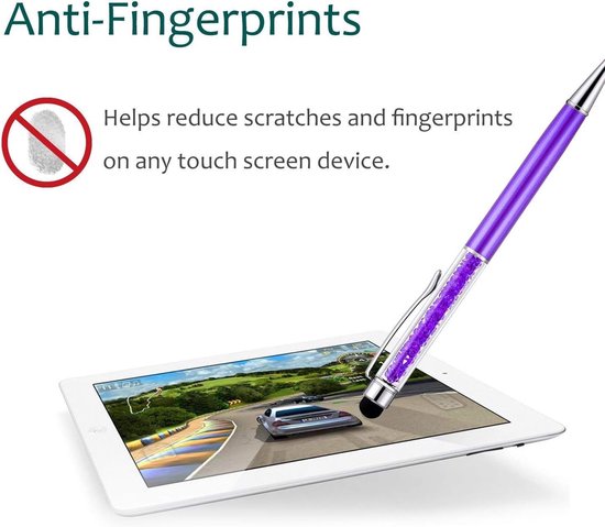 capacitieve 2-in-1 touchscreen-pen en balpen met kristallen. Pen zakje en pen navulling inbegrepen (latte) — afbeelding 5