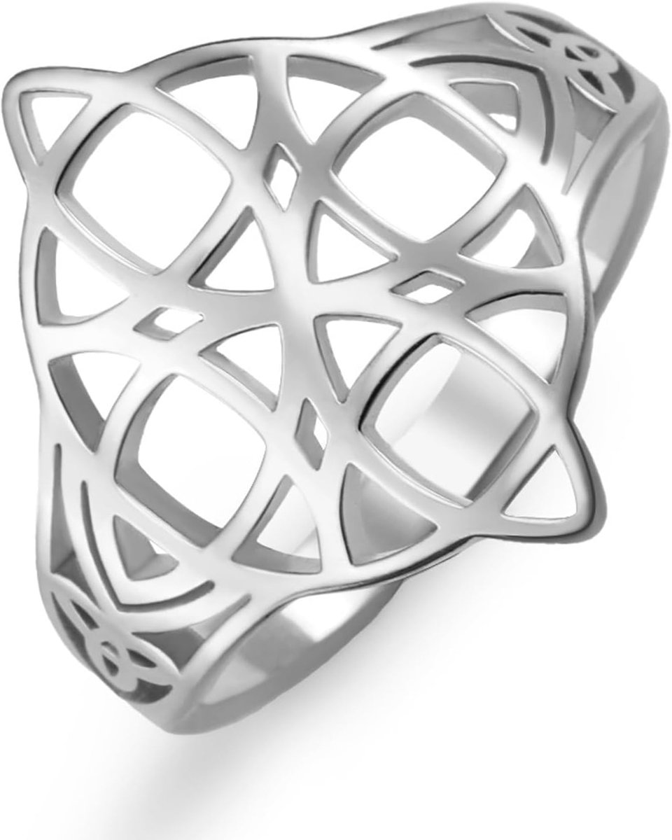 kkjoy Heksenknoopring, roestvrij staal, Keltische magische knoop, Heidense Wiccan symbolen, ring, hekserij, amulet, sieraden voor vrouwen, charmante dames