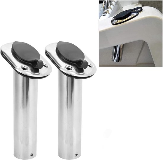 Stevige 9 Inch Vissershengelhouder - RVS Hengelsteun met Inbouwmontage en 30° Hoek - Set van 2 voor Boot en Vissen — afbeelding 5