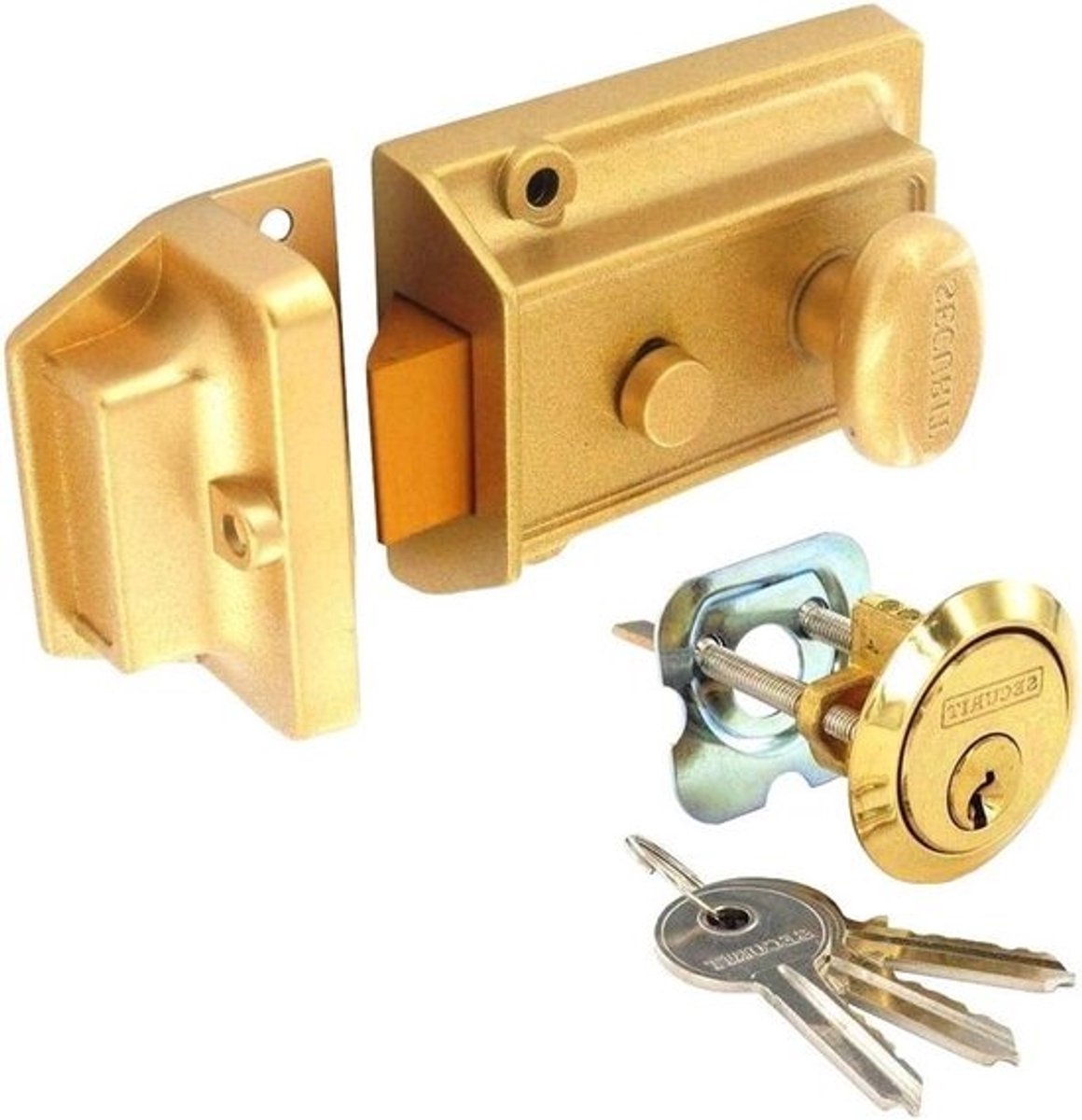 Champagne nachtslot - Nachtslot Standaard - Voordeur Beveiligen - Bevestigingen Inbegrepen - 21.7 cm - Goud