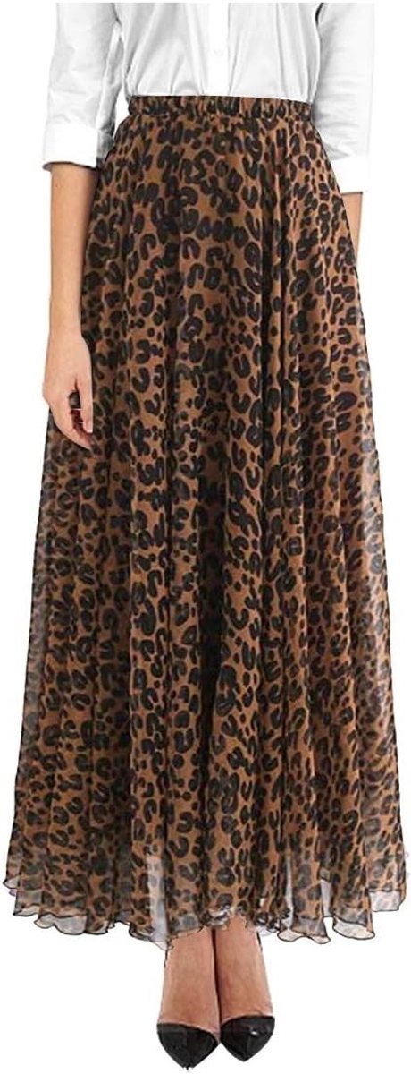 Leopard Print Watercolor Maxi Sliprok met Halternek en Hoge Taille voor Vrouwen - Elegante, Flowy Jurk voor Diverse Gelegenheden