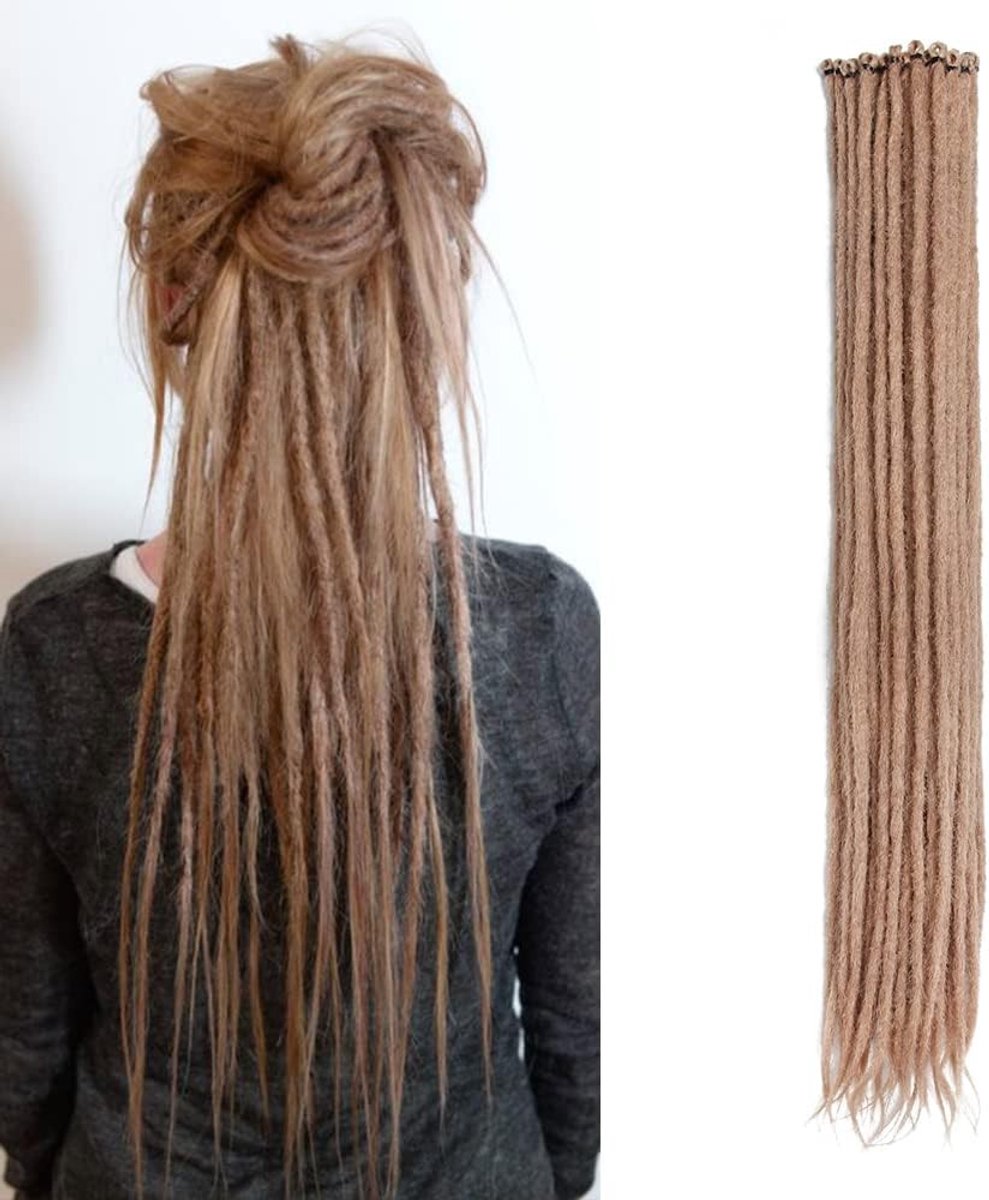 20 Inch Dreadlocks Extensions - 20 Strands, Dun 0.5cm, Gehaakte Haarverlengingen voor Reggae en Hip Hop Stijl, Diep Blond en Zacht