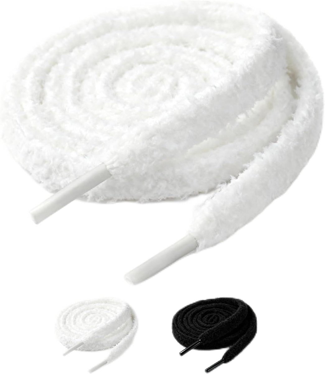 Zachte pluche veters voor sneakers, boots en sportschoenen - Ideaal voor casual en sportieve looks, wit